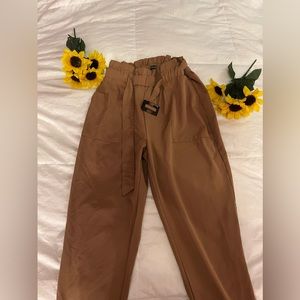 Brown Buckle Dress Pants